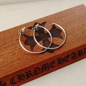 Chrome Hearts Hoop Stud Earrings Pair 925 Sterling Silver (New)